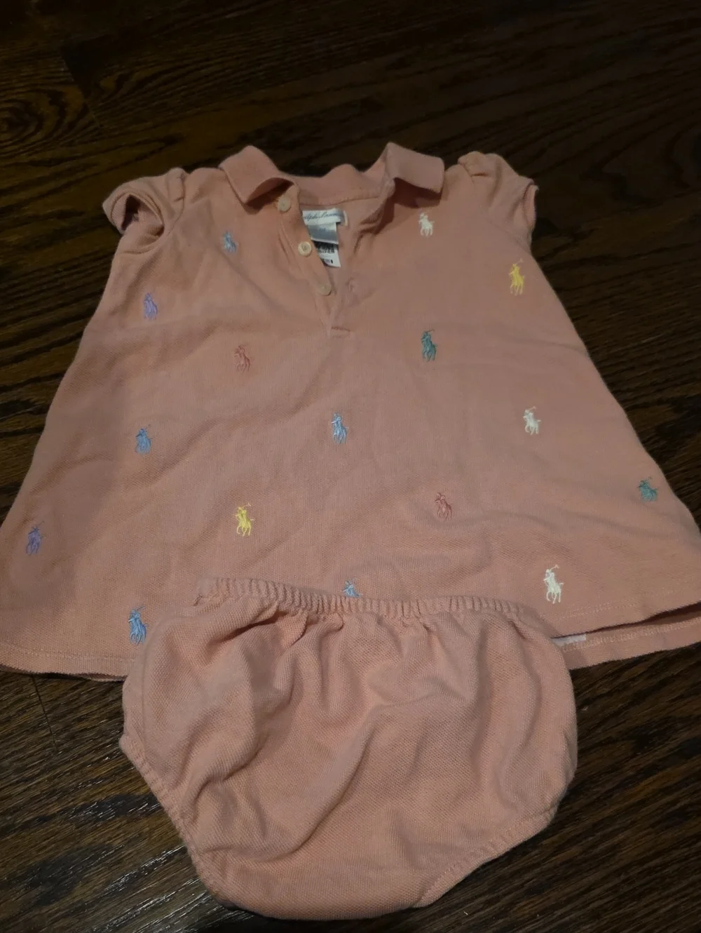 Ralph Lauren Peach Polo Dress with Multicolor Pony Embroidery